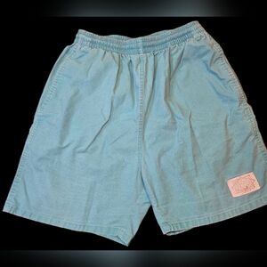 Off Shore Cotton Swim Trunks Vintage 80s-90s Shorts, Light Blue/Navy size S